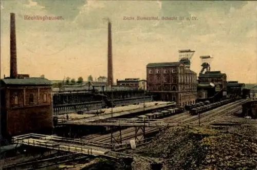 Ak Recklinghausen im Ruhrgebiet, Zeche Blumenthal, Schacht III u. IV