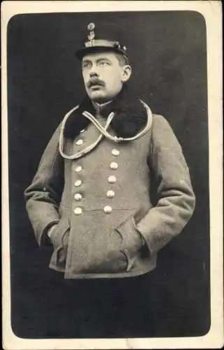 Foto Ak Offizier in Uniform, Leutnant Emil Frerking, Kuk Typhus-Hospital Miskolc