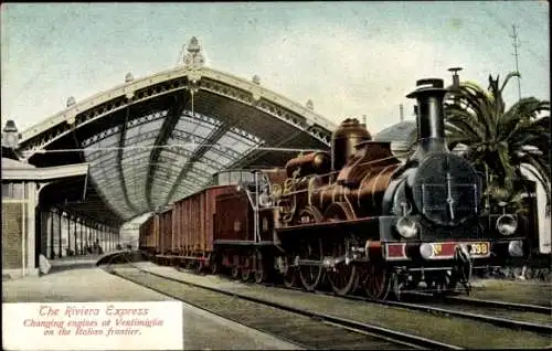 Ak Ventimiglia Liguria, Riviera-Express, Italienische Eisenbahn, Bahnhof