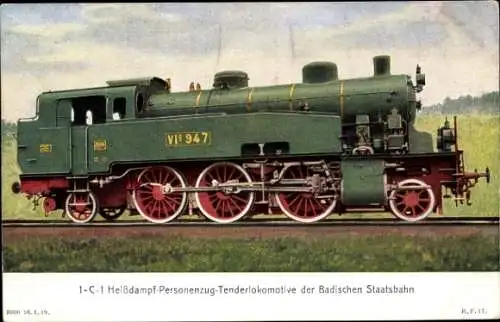 Ak Badische Staatsbahn, 1-C-1 Heißdampf Personenzug Tenderlokomotive, VI. 947