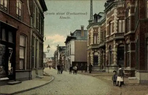 Ak Almelo Overijssel Niederlande, Groote straat, Postkantoor