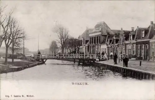 Ak Workum Fryslân Niederlande, Kanal, Brücke