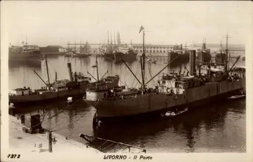 Ak Livorno Toscana, Hafen, Dampfschiffe