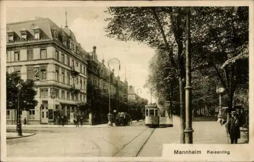 Ak Mannheim in Baden, Kaiserring, Straßenbahn