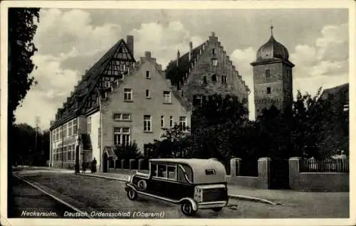 Ak Neckarsulm in Württemberg, Deutsch-Ordensschloss, Oberamt, Automobil