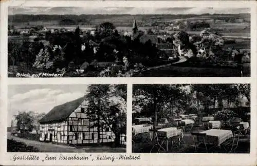 Ak Mintard Mülheim an der Ruhr, Panorama, Gaststätte Zum Rosenbaum, Kettwig Mintard
