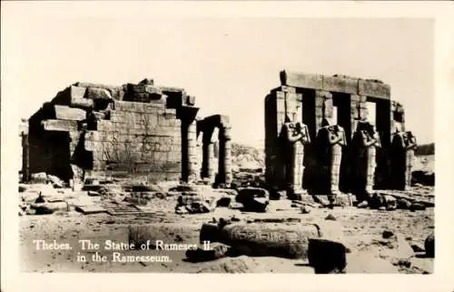 Ak Theben Ägypten, Ramesseum, Statue Ramses II