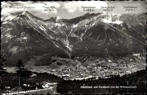 Ak Innsbruck in Tirol, Totale mit Nordkette von der Brennerstraße
