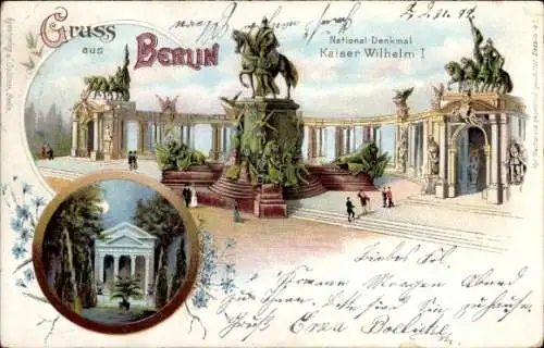 Litho Berlin Mitte, Kaiser Wilhelm Nationaldenkmal, Denkmal Kaiserin Augusta