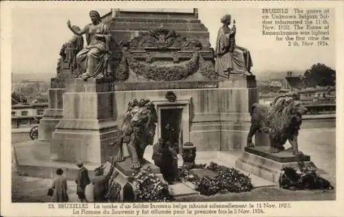 Ak Bruxelles Brüssel, La tombe d'un Soldat Inconnu belge inhume solennellement le 11 Nov 1922