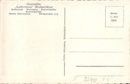 Ak Wolfenbüttel in Niedersachsen, Gaststätte Kaffeehaus, Konzertkaffee, Innenansicht