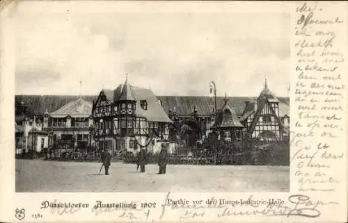 Ak Düsseldorf am Rhein, Industrie und Gewerbeausstellung 1902, Partie vor Hauptindustriehalle