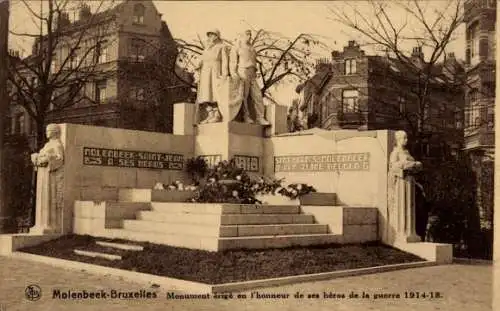 Ak Molenbeek Bruxelles, Monument érigé en l'honneur de ses héros de la guerre