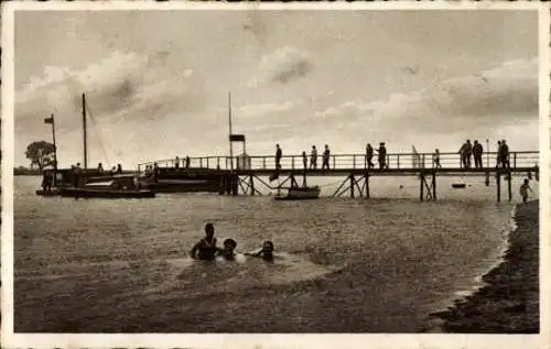 Ak Farge Blumenthal Hansestadt Bremen, Am Westerstrand, Seebrücke