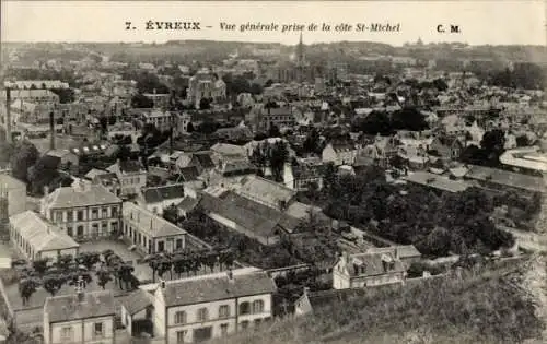Ak Evreux Eure, Vue generale prise de la cote St. Michel