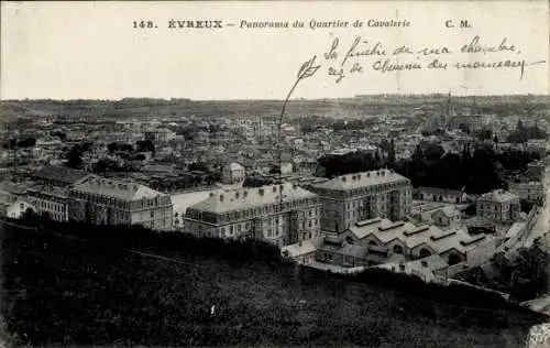 Ak Evreux Eure, Panorama du Quartier de Cavalerie
