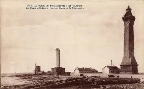 Ak Penmarch Finistère, Le Phare d'Eckmühl, Le Semephore