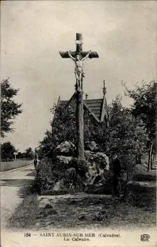 Ak Saint Aubin sur Mer Calvados, Le Calvaire