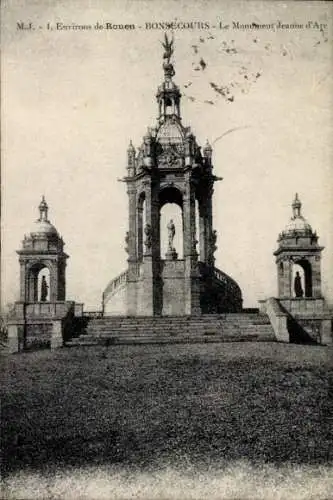 Ak Bonsecours Seine Maritime, Monument Jeanne d'Arc