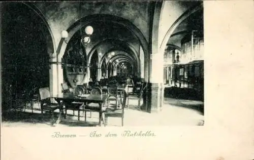 Ak Hansestadt Bremen, Ratskeller, Innenansicht, Gastraum