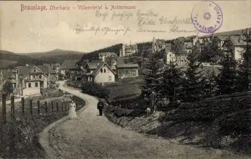 Ak Braunlage im Oberharz, Villenviertel und Achtermann, Straßenpartie