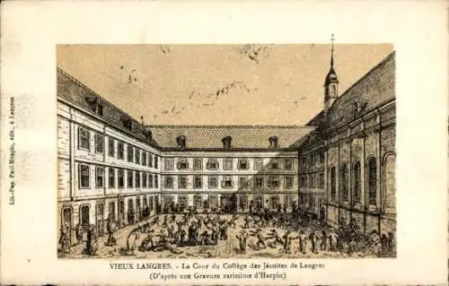 Ak Langres Haute Marne, La Cour du College des Jesuites de Langres
