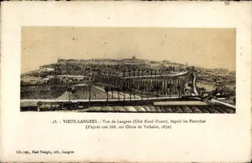 Ak Langres Haute Marne, Vue de Langres, Cote Nord-Ouest, depuis les Fourches