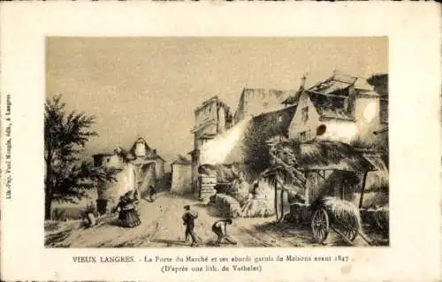 Ak Langres Haute Marne, Le Porte du Marche et ses abords garnis de Maisons avant 1847
