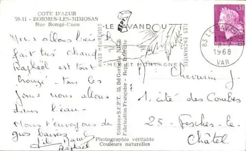 Ak Bormes les Mimosas Var, Rue Rompi-Cuou
