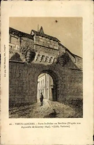 Ak Langres Haute Marne, Porte St-Didier ou Bouliere, D'apres une Aquarelle de Guerrey 1849