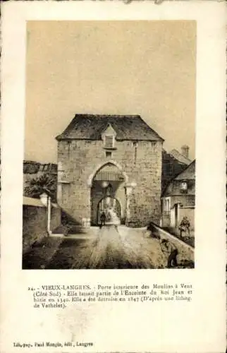 Ak Langres Haute Marne, Porte interieure des Moulins a Vent, Cote Sud