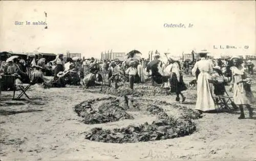 Ak Oostende Ostende Westflandern, sur le sable