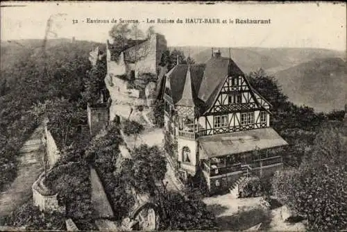 Ak Saverne Zabern Elsass Bas Rhin, Burg Hohbarr, Ruinen, Restaurant