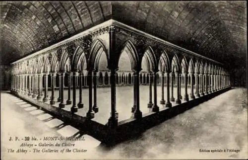 Ak Le Mont Saint Michel Manche, Abbaye, Galeries du Cloitre