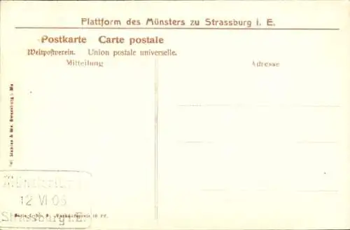 Ak Strassburg Bas Rhin, Elsässer, Plattform des Münsters