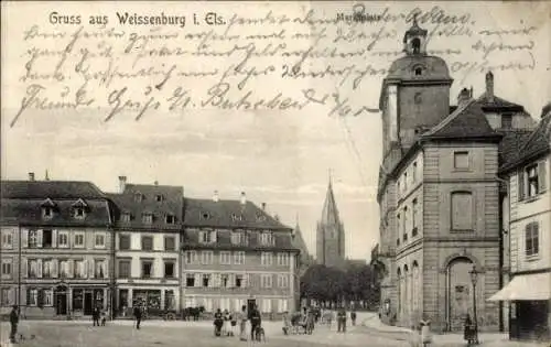 Ak Wissembourg Weißenburg Elsass Bas Rhin, Marktplatz