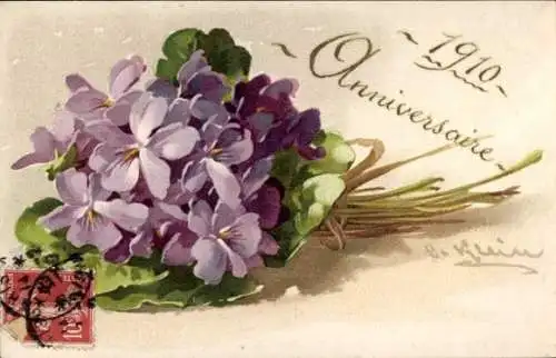 Künstler Präge Ak Klein, Catharina, Veilchenstrauß