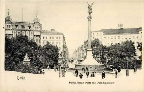 Ak Berlin Kreuzberg, Belle Alliance Platz, Friedenssäule