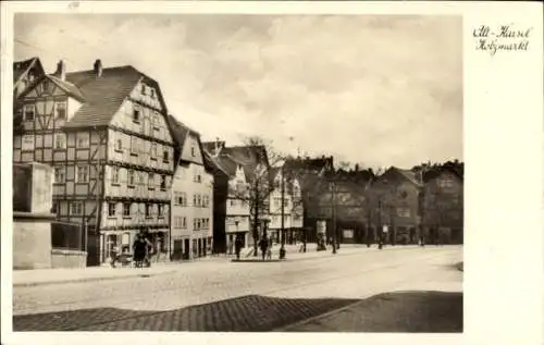 Ak Kassel in Hessen, Blick auf den Holzmarkt, Fachwerkhaus