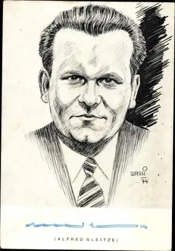 Künstler Ak Politiker Alfred Gleitze, Portrait, Autogramm