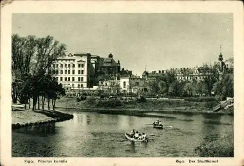 Ak Riga Lettland, Boote auf dem Stadtkanal