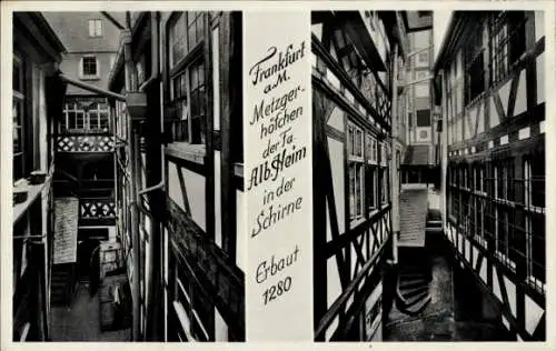 Ak Frankfurt am Main, Metzgerhöfchen der Fa. Alb. Heim in der Schirne