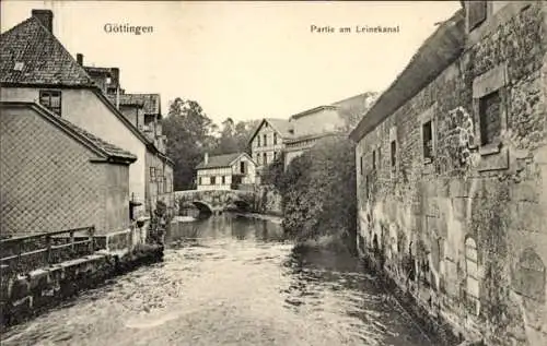 Ak Göttingen in Niedersachsen, Leinekanal, Brücke
