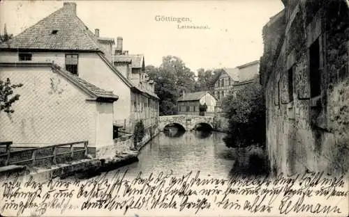 Ak Göttingen in Niedersachsen, Leinekanal, Brücke