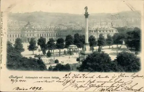 Ak Stuttgart in Württemberg, Schlossplatz, neues Schloss