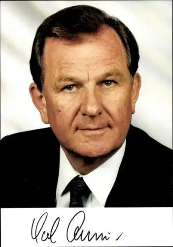 Foto Politiker Karl Schneider, SPD, Minister für Landwirtschaft, Autogramm