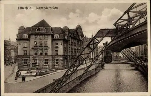Ak Elberfeld Wuppertal, Alexanderbrücke, Schwebebahn