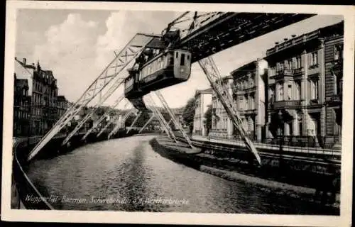 Ak Barmen Wuppertal, Schwebebahn, Wertherbrücke