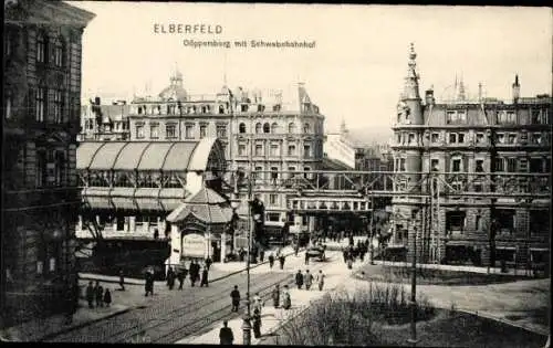 Ak Elberfeld Wuppertal, Döppersberg mit Schwebebahnhof
