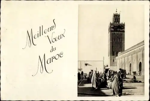 Ak Casablanca Marokko, Platz, Turm, Verschleierte Frauen
